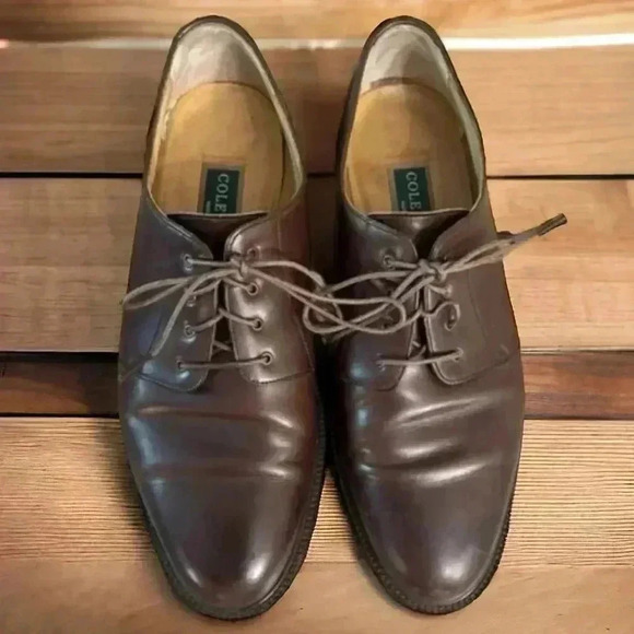 Cole Haan Bragano Shoes 9.5D Vintage Brown Leather Oxfords Made in Italy.